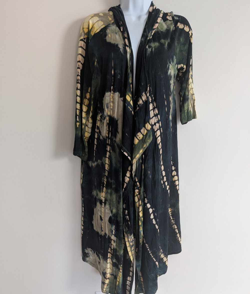 Coin 1804 Cardigan Womens 1X Tie Dye Boho Festival Art To Wear Lagenlook Hippie